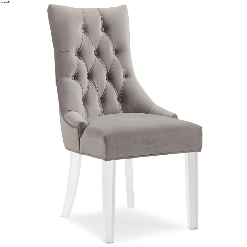 Cavalli Grey Velvet Tufted Dining Chair 403-106GY