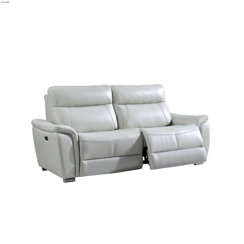 Modern 1705 White Leather Power Reclining Sofa by